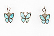 Бабочки комплект серьги и кольцо