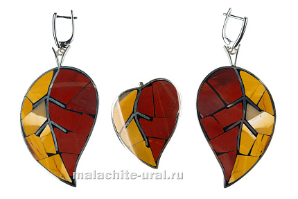 Украшения серьги и кольцо яшма