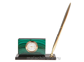 Письменный прибор из камня малахит