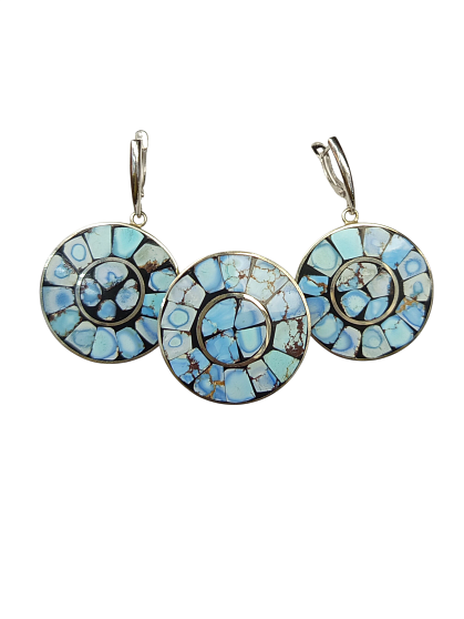 Серьги и кольцо бирюза