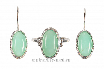 Сережки и колечко хризопраз