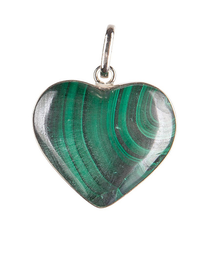 Кулон в виде сердца малахит