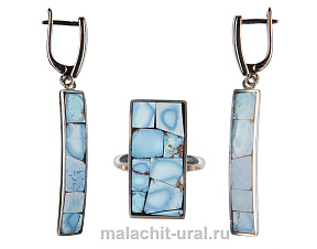 Серьги и кольцо бирюза