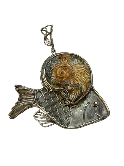 Кулон с камнем аммонит