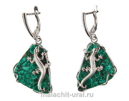 Серьги из уральского малахита