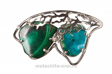 Брошь малахит