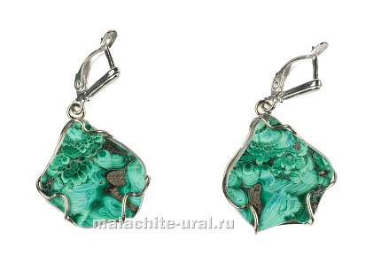Серьги большие бижутерия малахит