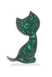 Брошь с камнями малахит