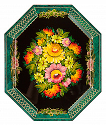 Поднос восьмиугольный с цветами