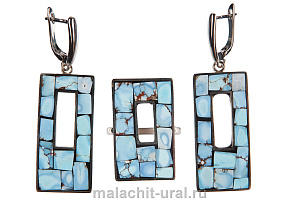 Серьги и кольцо бирюза