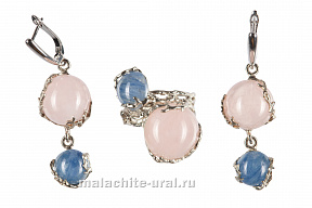 Комплект украшений из розового кварца