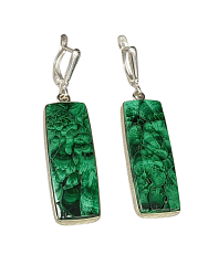 Большие серьги из уральского малахита