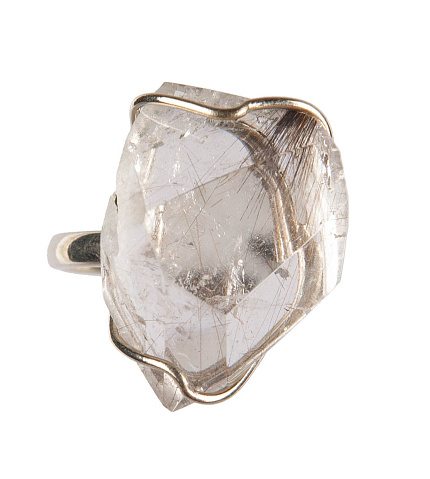 Кольцо из камня горный хрусталь