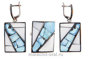 Серьги и кольцо бирюза и кахолонг