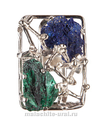 Красивые кольца с камнями малахит и азурит