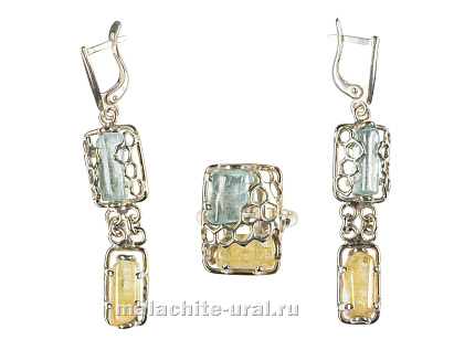 Серьги кольцо с гелиодором