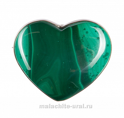 Брошь сердце малахит