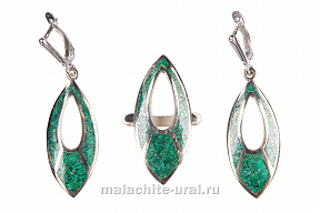 Серьги кольцо малахит мозаика