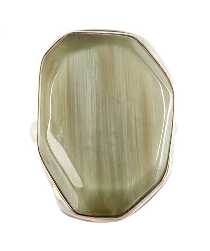 Кольцо с кошачьим глазом (празем)