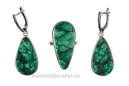 Серьги кольца малахит