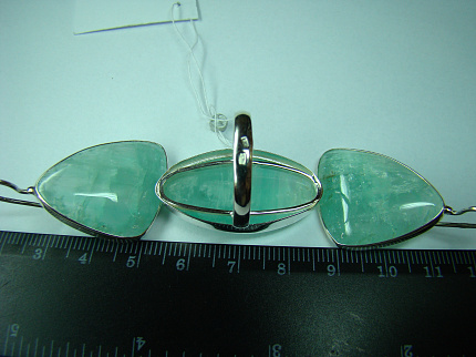 Серебряные серьги и кольцо с бериллом