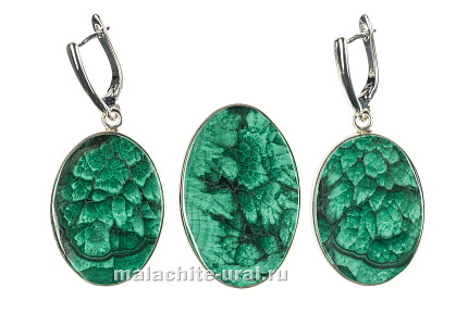 Серьги кольцо малахит