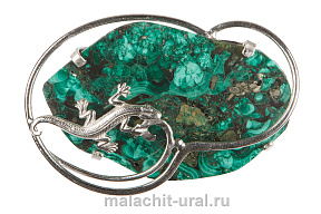Брошь тагильский малахит 