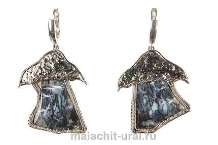 Серьги ювелирные с агатом