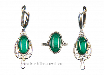 Колечко и сережки из малахита