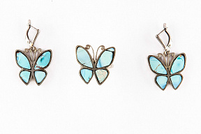 Комплект бабочки из бирюзы