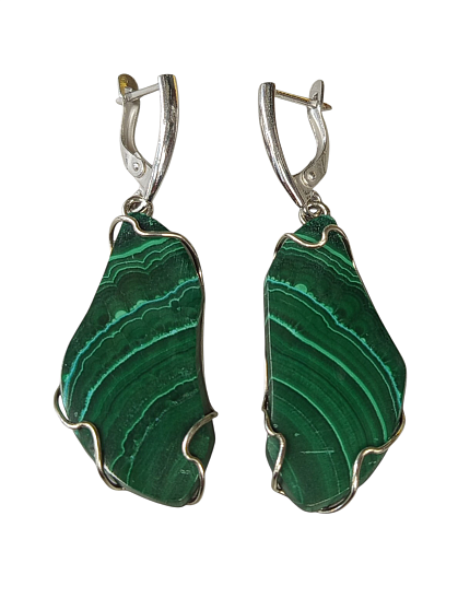 Маленькие серьги малахит