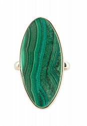Кольцо малахит с зеленым камнем