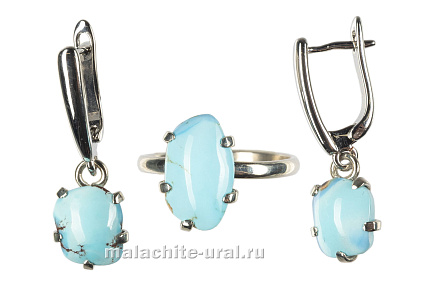 Набор серьги и кольцо бирюза