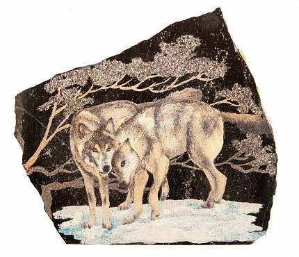 Рисунок на камне "Волки"